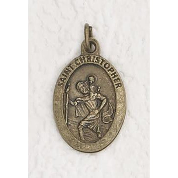Saint Christopher Premium 1 inch Brass Tone Double Sided Medal - 4 Options