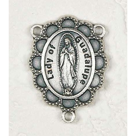 Our Lady of Guadalupe 3/4 inch Silver toned Rosary Center  - Pack of 25