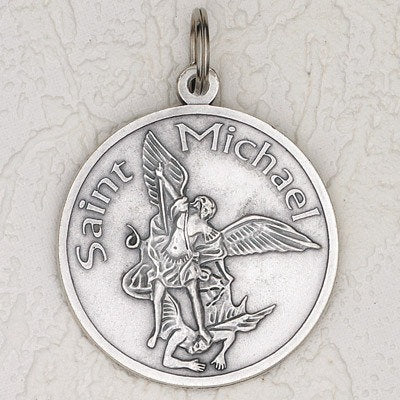 Saint Michael Silver Tone 2-1/2 Inch Medal - Pack of 6