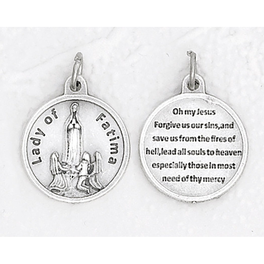 Lady of Fatima Silver Tone Round Medal - 4 Options