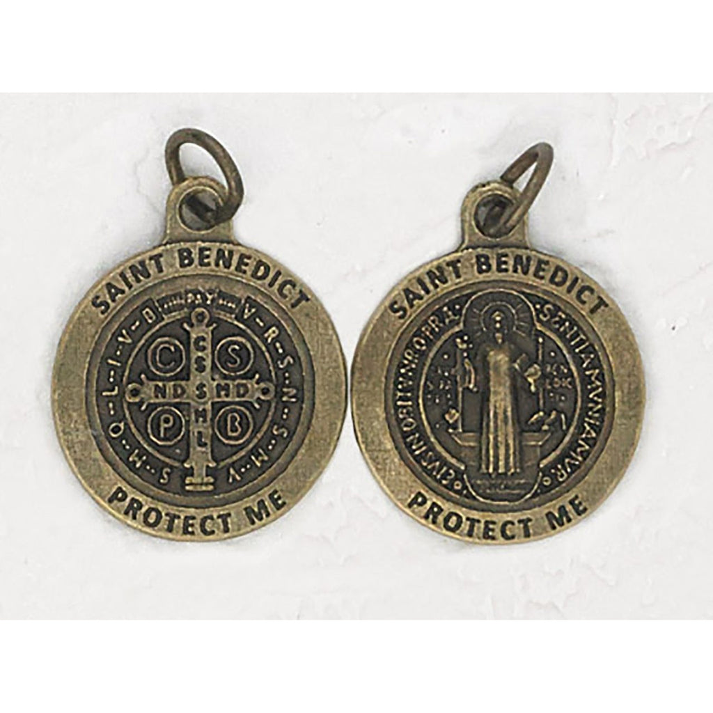 Premium Saint Benedict Double Sided Round Brass Tone Medal - 4 Options
