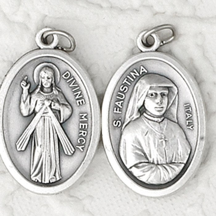 St. Faustina / Divine Mercy Double SIded Medal  - 4 Options