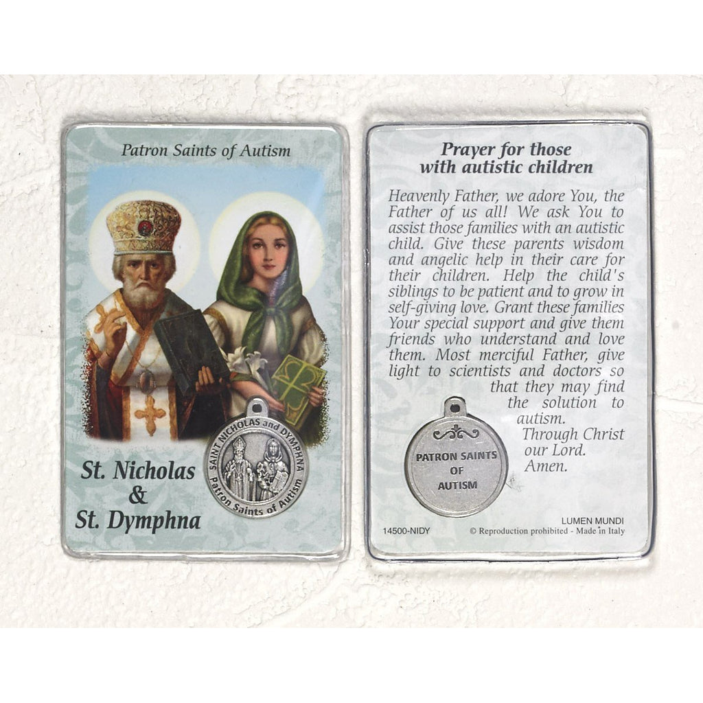 Healing Saint - St Nicholas/St Dymphna Card with Medal - Pack of 25