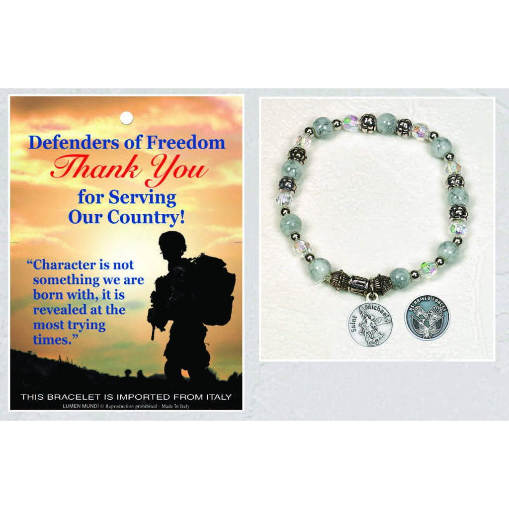 US Armed Forces / St Michael - Italian Stretch Bracelet with Prayer Card - Pack of 4