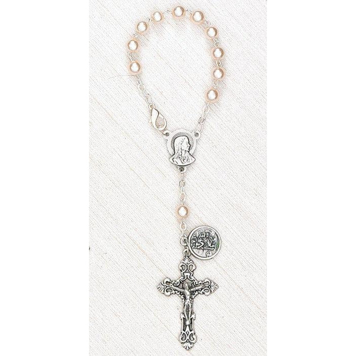St Christopher Auto Rosary - Imitation Pearl - Pack of 6