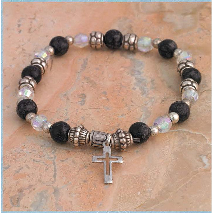 The Cross in the Sky - Italian Stretch Bracelet with Prayer Card - Pack of 4