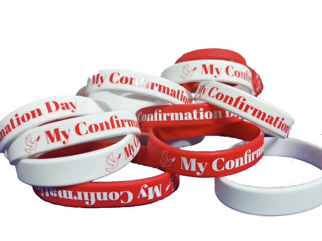 Silicone bracelets (red and white) with FREE Confirmation Display Case