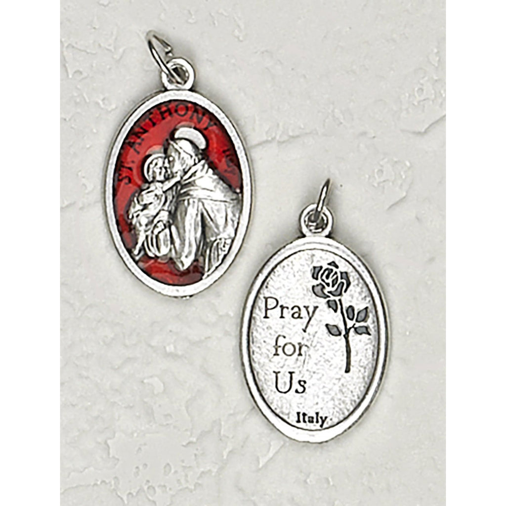 Saint Anthony Double Sided Red Enamel Medal - 4 Options