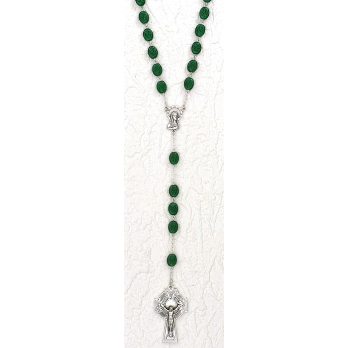 Irish Rosary with Shamrocks engraved beads