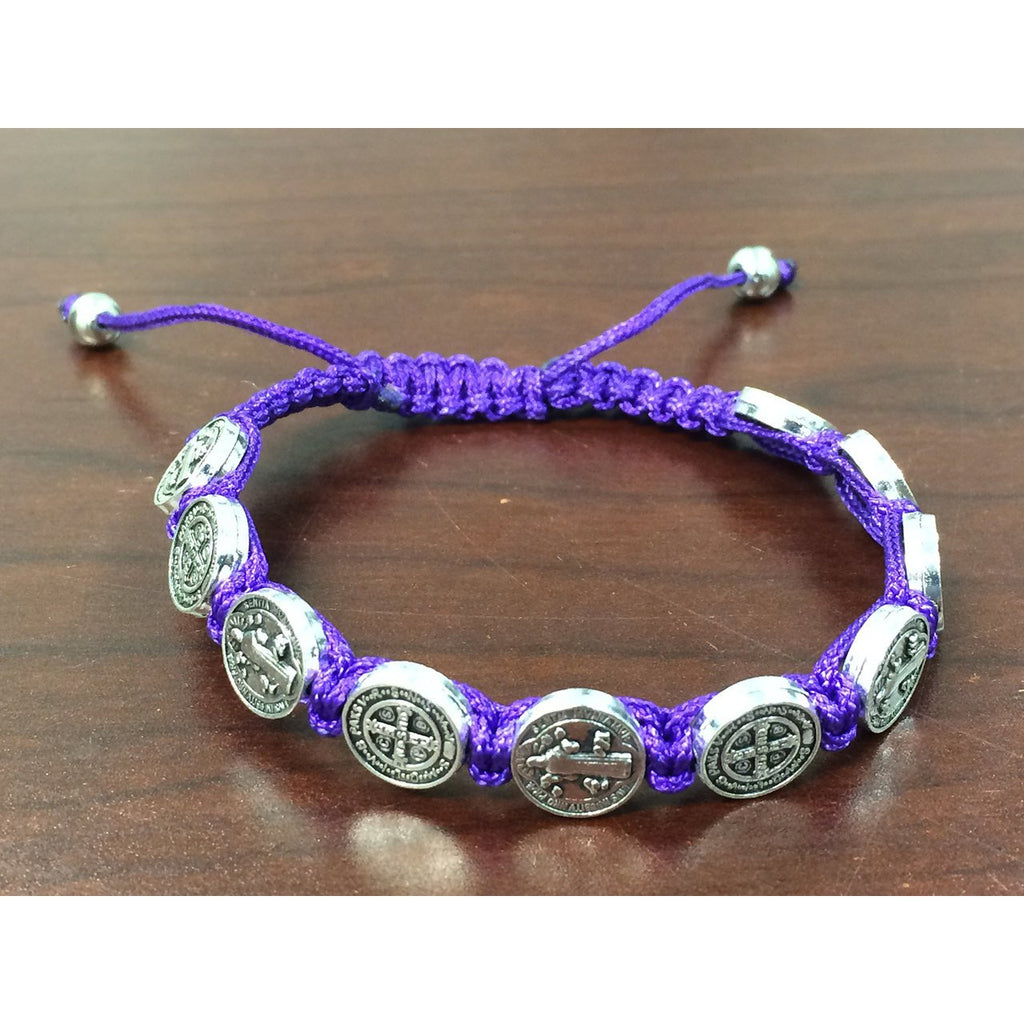 St. Benedict Slip Knot Bracelet - Purple - Pack of 12