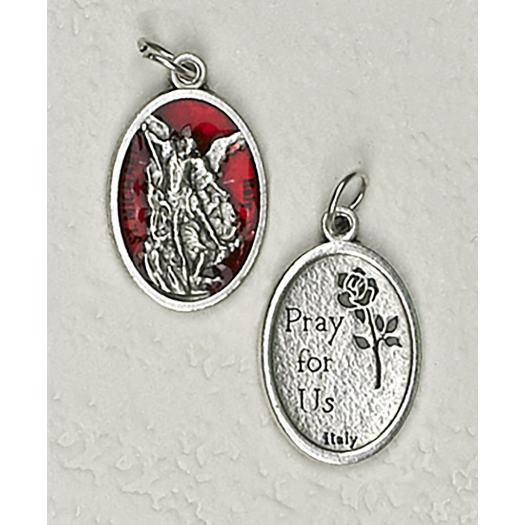 Saint Michael Double Sided Red Enamel Medal - 4 Options