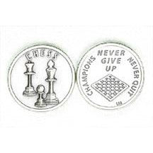 Sports Token with Chess- Never Give Up, Champions Never Quit.