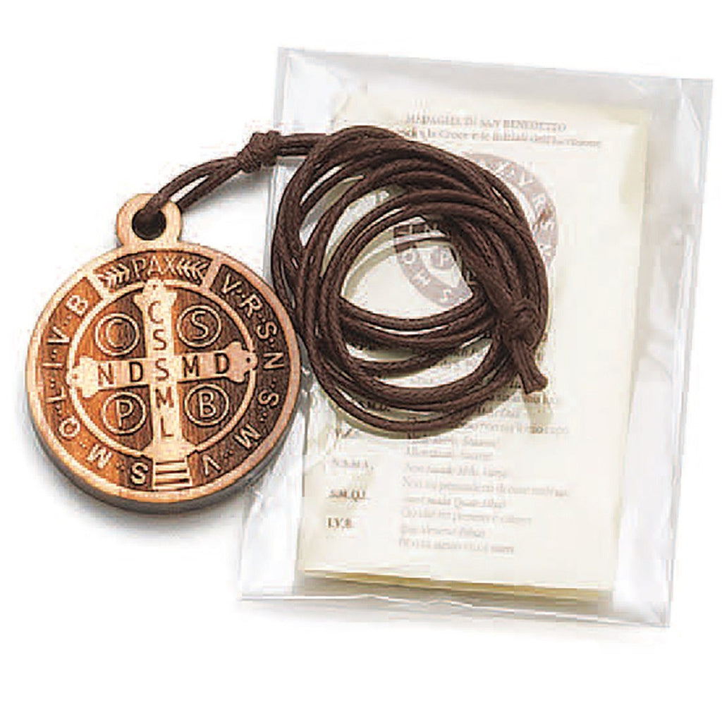 Saint Benedict Wooden Token Necklace - Pack of 6