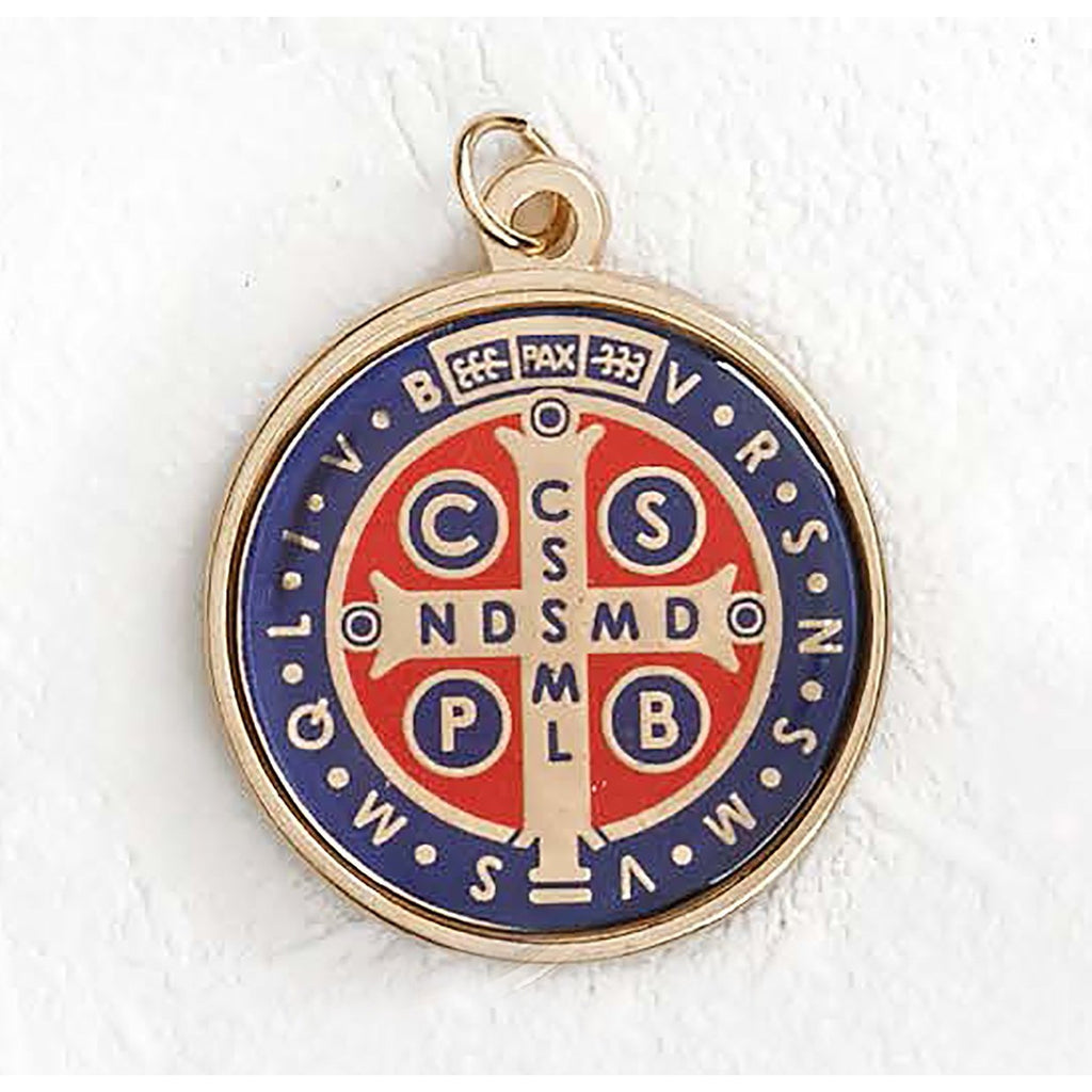 Saint Benedict Gold Tone Foil Medal Blue and Red - 12 Options