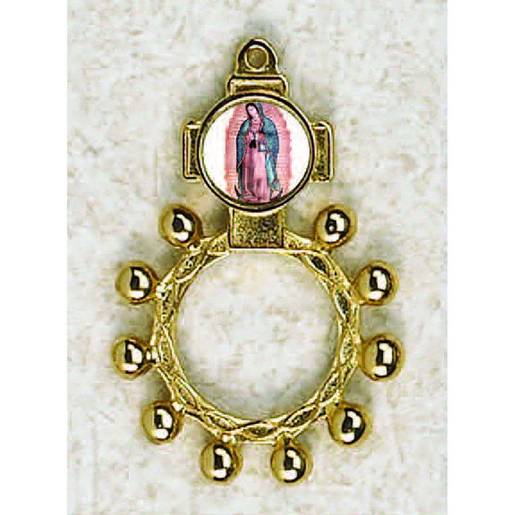 Lady of Guadalupe - Finger Rosary - Graphic Gold Tone