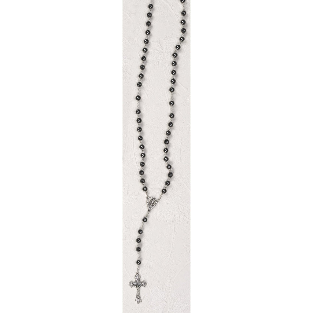 8 mm Hematite Rosary with Mary Center