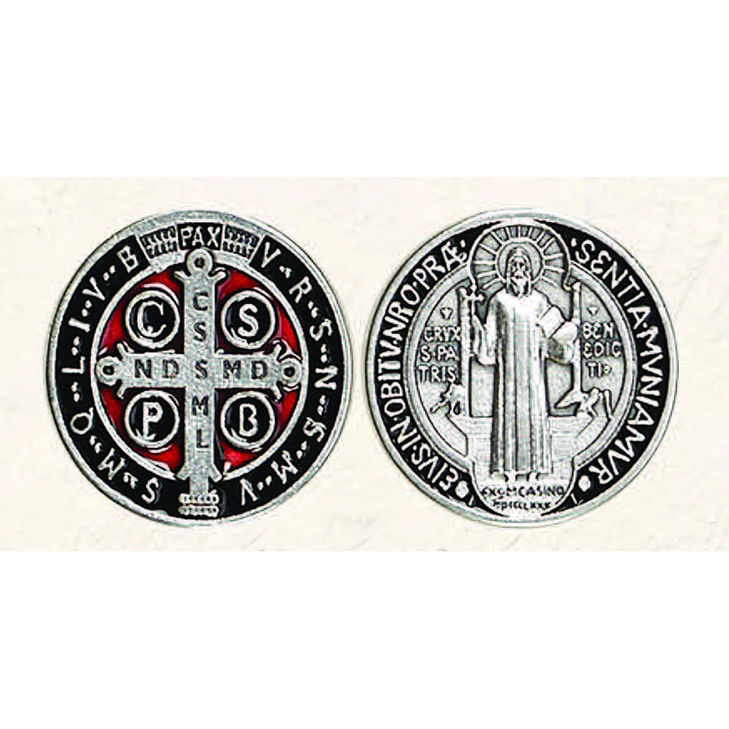 St Benedict Token - Silver tone with Black and Red - Pack of 6