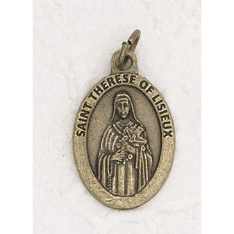 Saint Therese Premium 1 inch Brass Tone Double Sided Medal - 4 Options