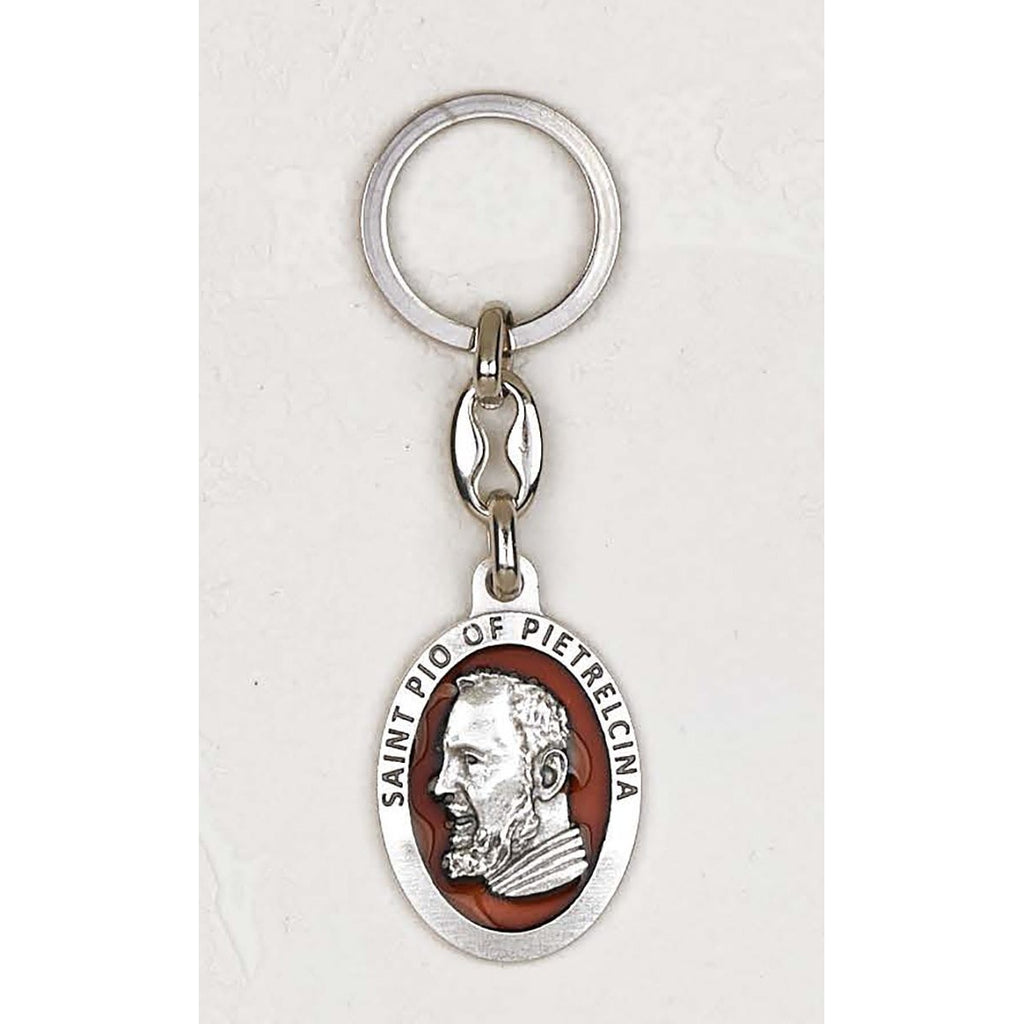 Saint Padre Pio Oval Enameled Key Chain - Pack of 6
