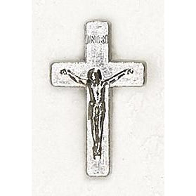 Crucifix Lapel Pin - Silver Tone - Pack of 25