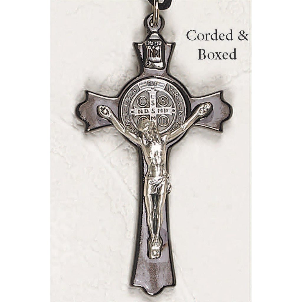 Saint Benedict Black/Gold Tone Crucifix - Silver Tone Medal
