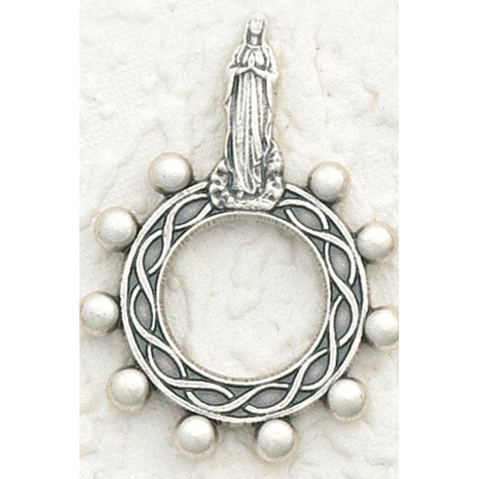 Lady of Lourdes -  Finger Rosary - Silver Tone