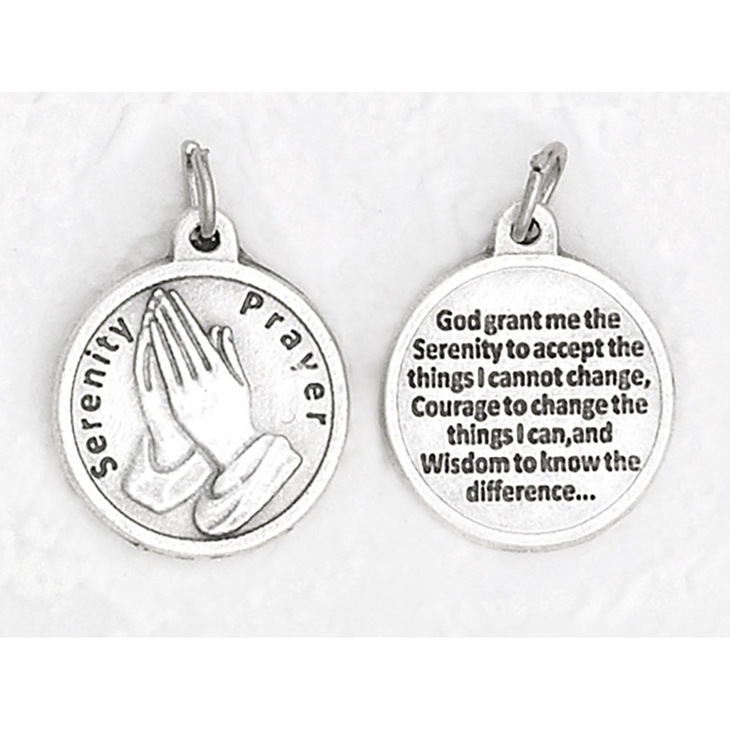 Serenity Prayer Silver Tone Round Medal - 4 Options