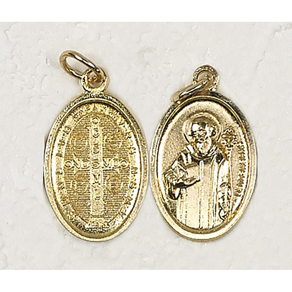 Saint Benedict Double Sided Gold Tone Medal - 4 Options