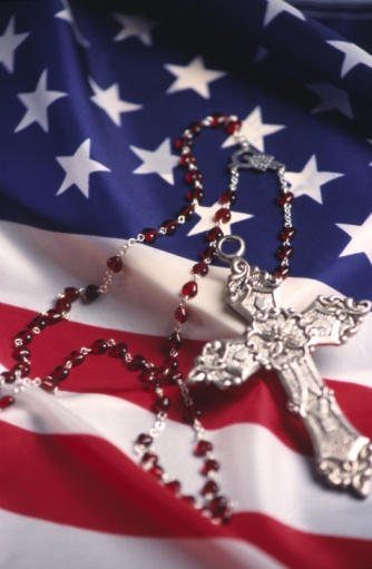 Catholic Rosary on American Flag Fourth of July