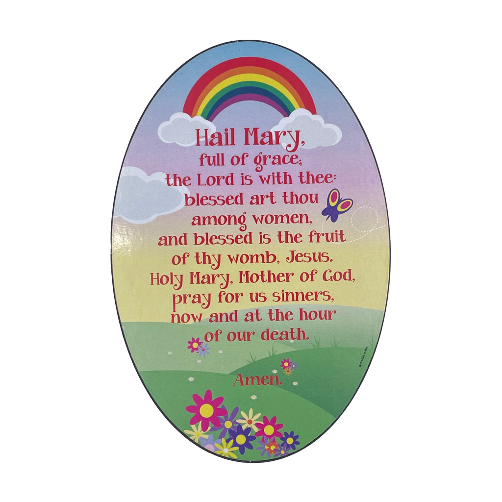 Hail Mary Oval Wood Wall Plaque