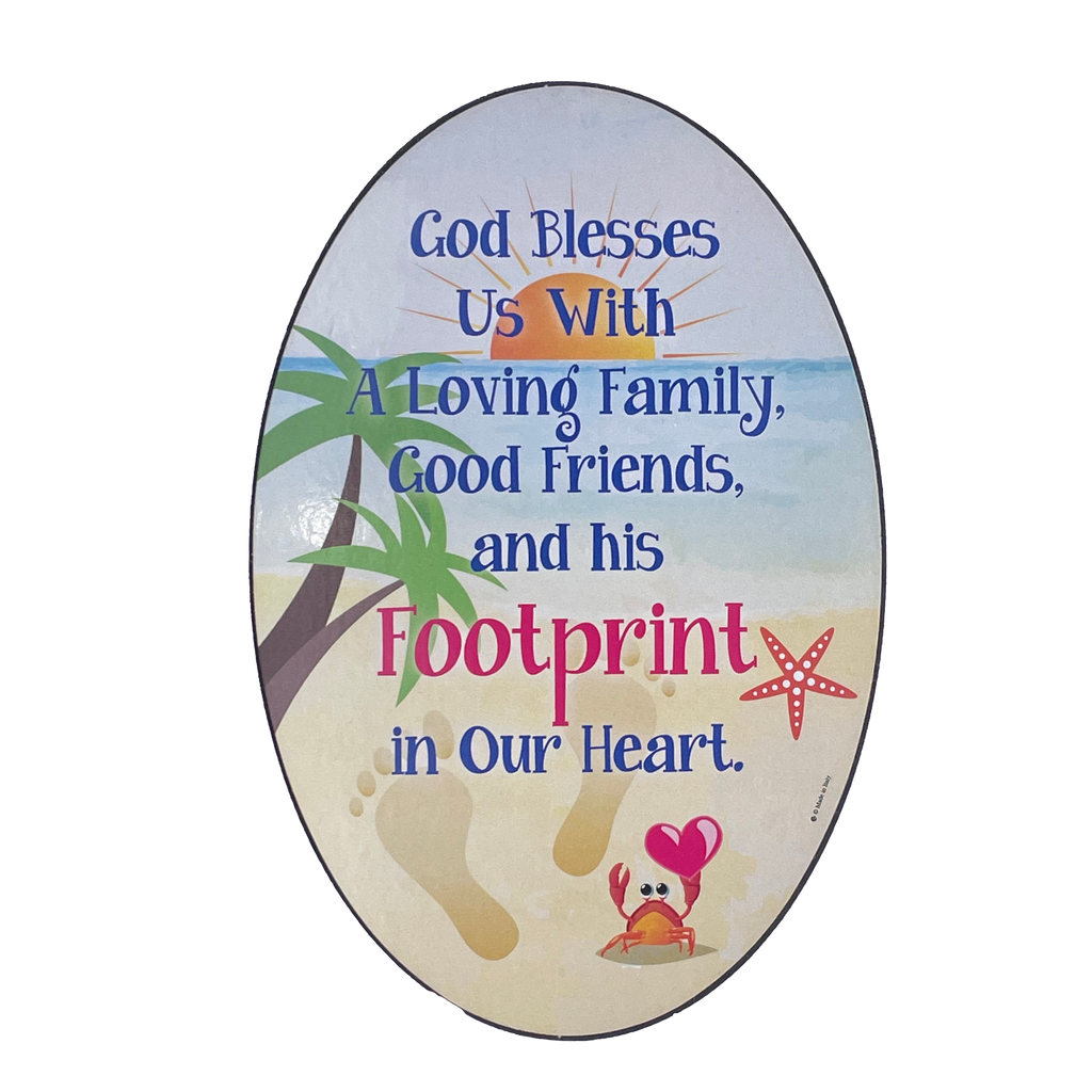 Footprints Oval Wood Wall Plaque