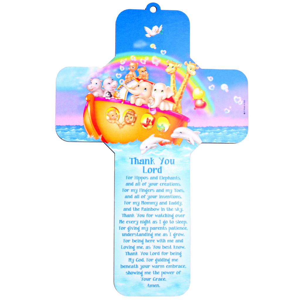 7 inch Noah's Ark with Prayer Wall Plaque Cross