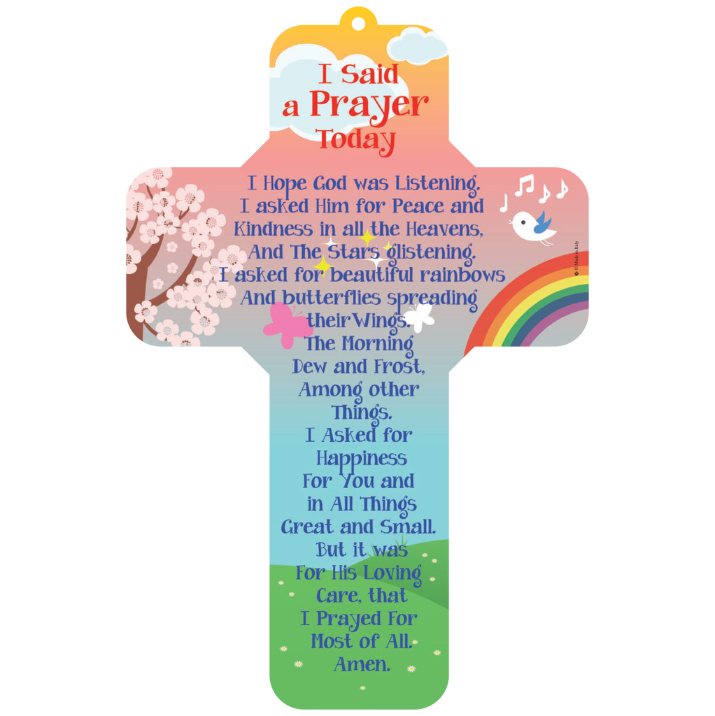 7 inch I Said A Prayer Today Wall Plaque Cross