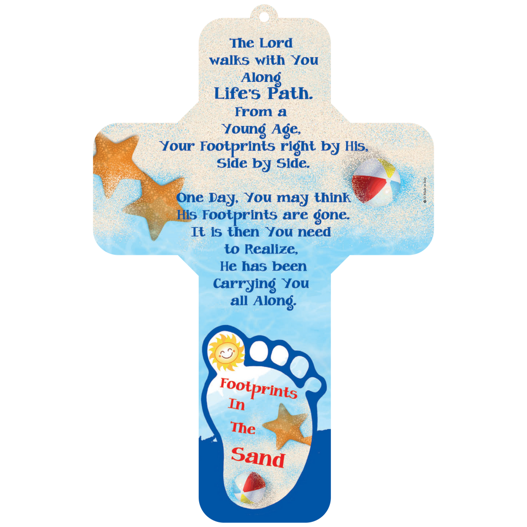 7 inch Footprints in the Sand Wall Plaque Cross