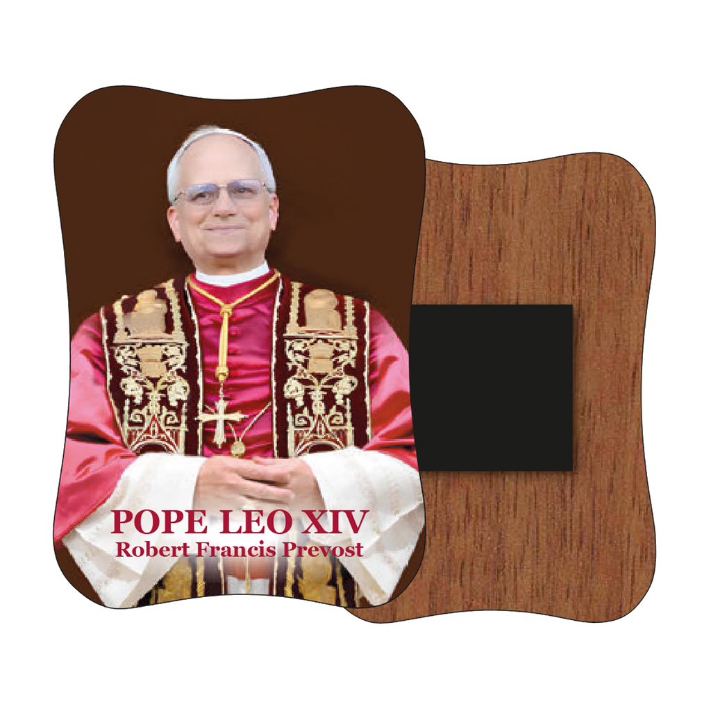 Pope Leo XIV Wood Magnet