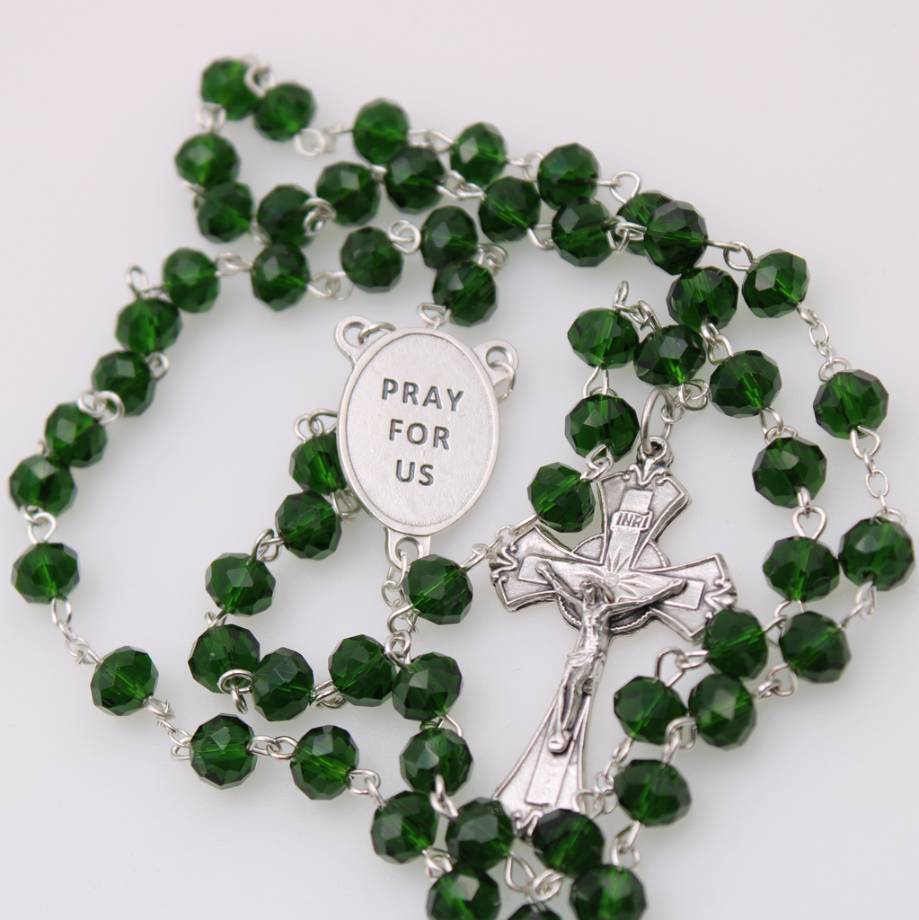 Crystal Rosary with 7mm Multifaceted Beads- St. Jude Center - Crucifix
