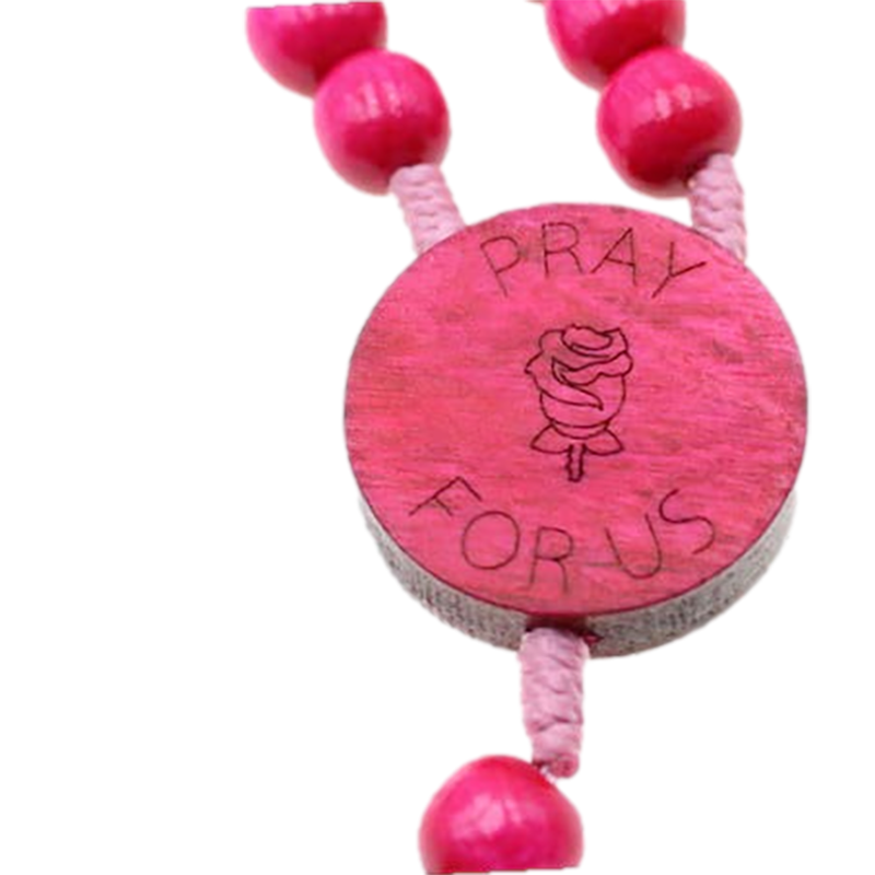 Our Lady of Fatima Pink Wood Rosary