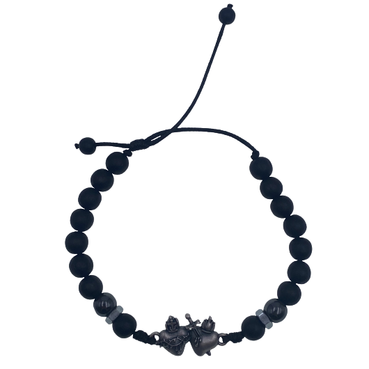 Immaculate & Sacred Hearts Black Wood Bracelet