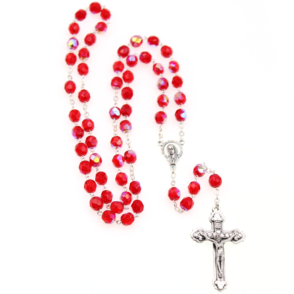 Red Crystal Mary Rosary
