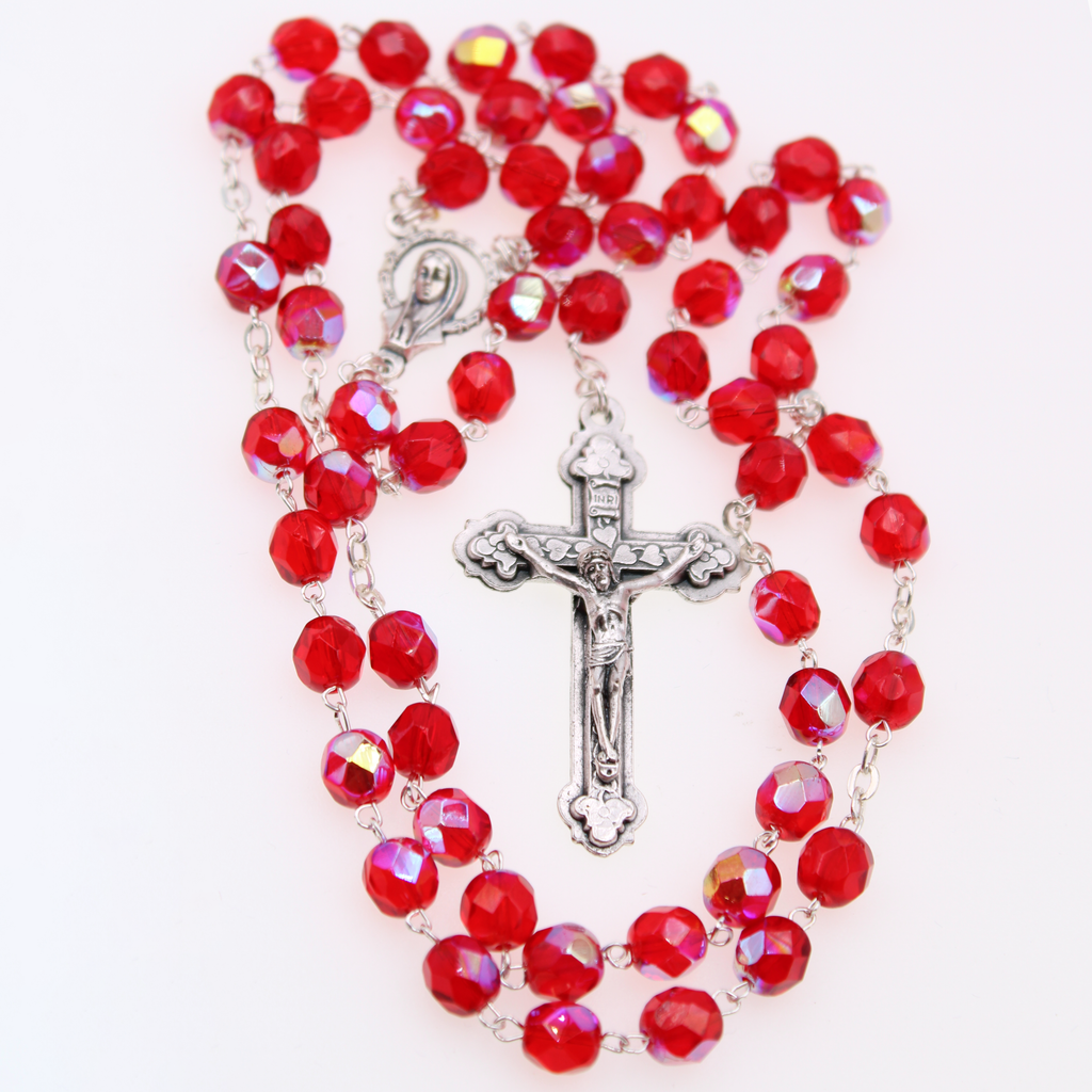 Red Crystal Mary Rosary
