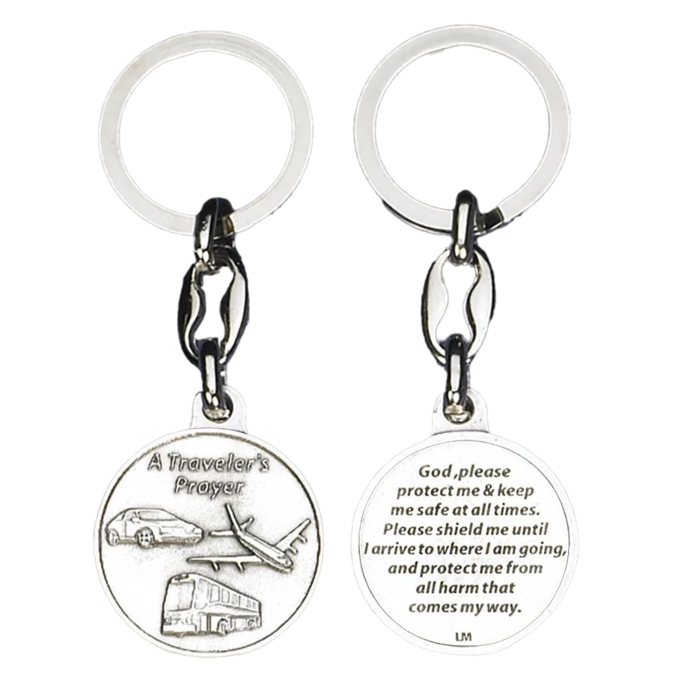 Silver-tone Traveler's Prayer Key Chain