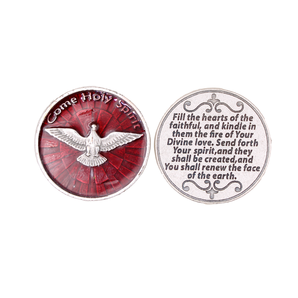 Red Enameled Come Holy Spirit Token