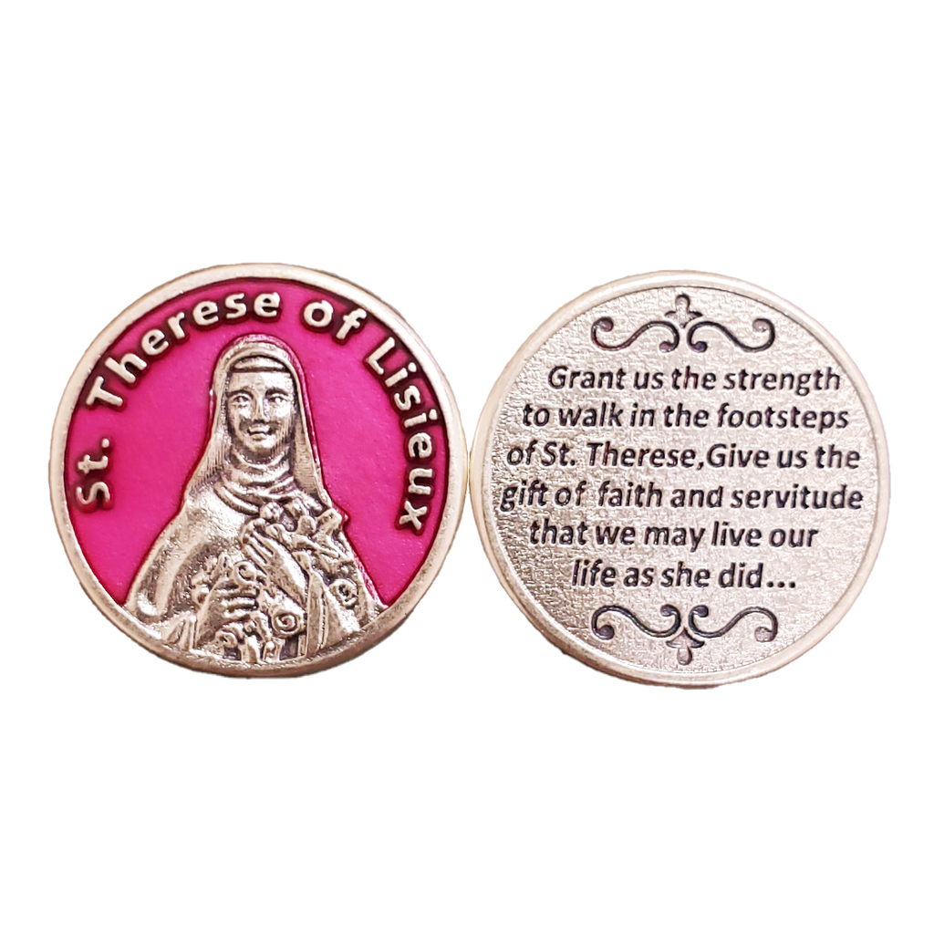 Pink Enameled St. Theresa Token