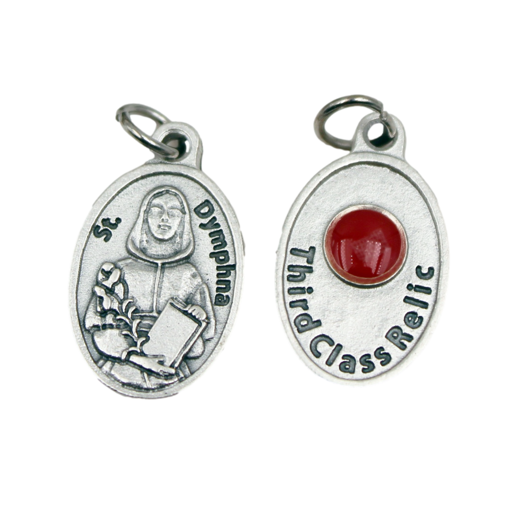 Silver Tone St. Dymphna Medal with Third Class Relic on back- Pack of 25