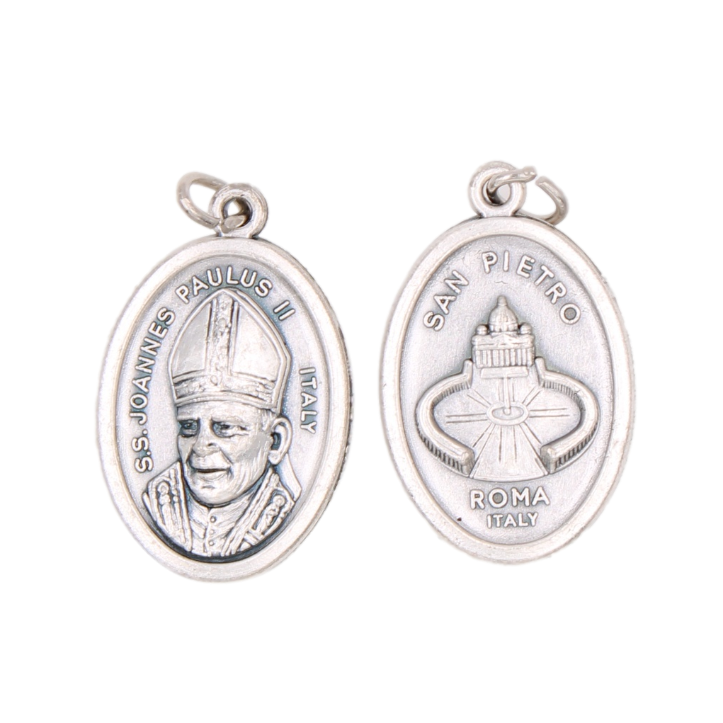 1 Inch Premium Oval Medal- John Paul II and St Peter