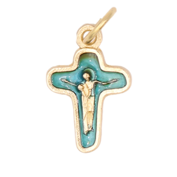 Enameled Mary Crucifix Bracelet Pendant