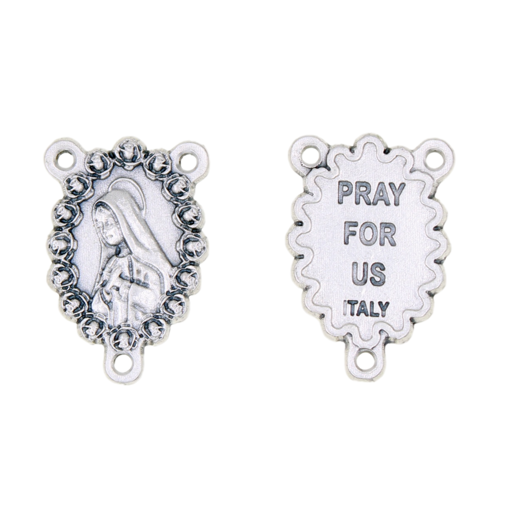 Oval Silver-Tone Mary Rosary Center - Pack of 25