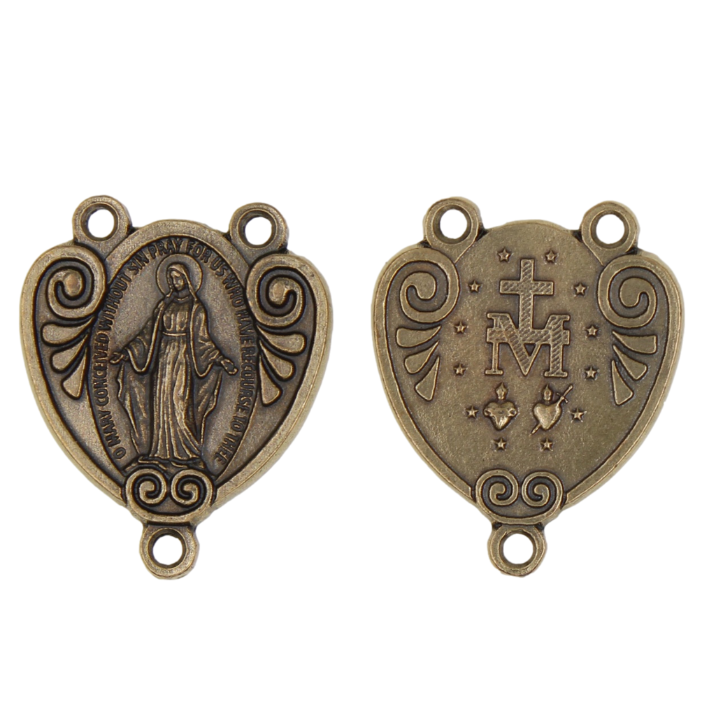Decorative Miraculous Medal 1" Center - brass-tone - Pack of 25