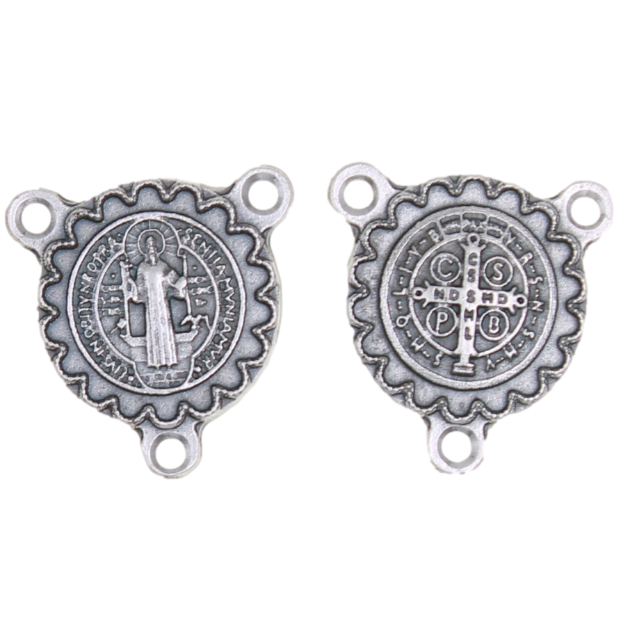Modern St. Benedict Center with Beveled Edges - silver-tone - Pack of 25