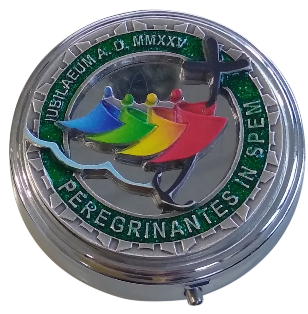 Jubilee Silver tone Pyx with Multi Color Design